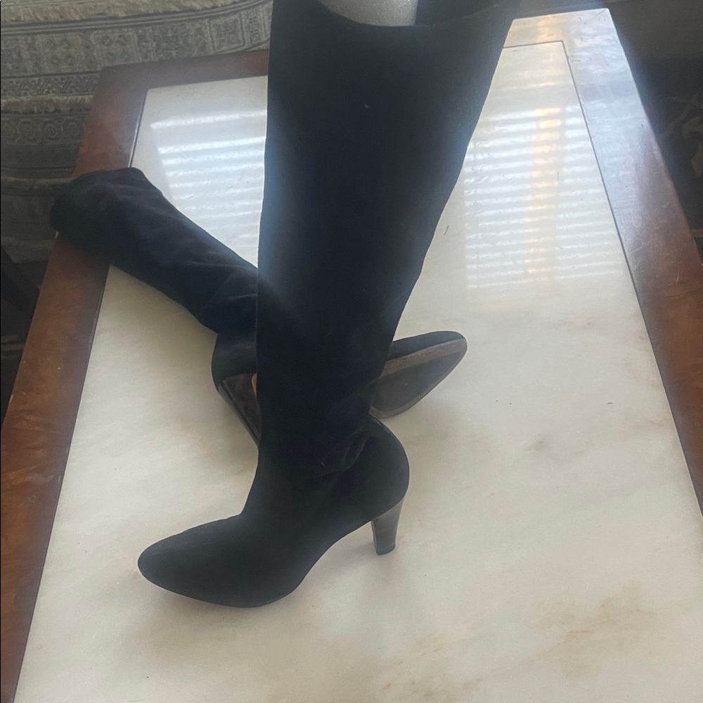 Sarah Flint Black Knee-High Stiletto Boots - Picture 7 of 8